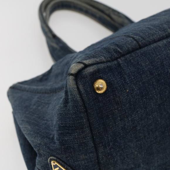 PRADA Canapa Hand Bag Canvas Blue Auth 47694 - Picture 14 of 16